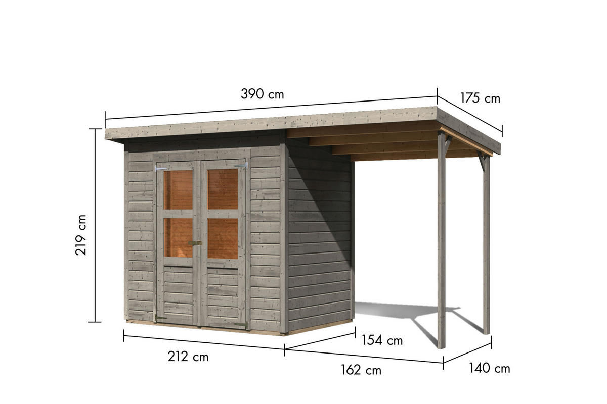 Karibu Gartenhaus Tony 0,5 grau B/H/T: ca. 212x219x154 cm Tony 0,5 - grau (212,00/219,00/154,00cm) - Karibu