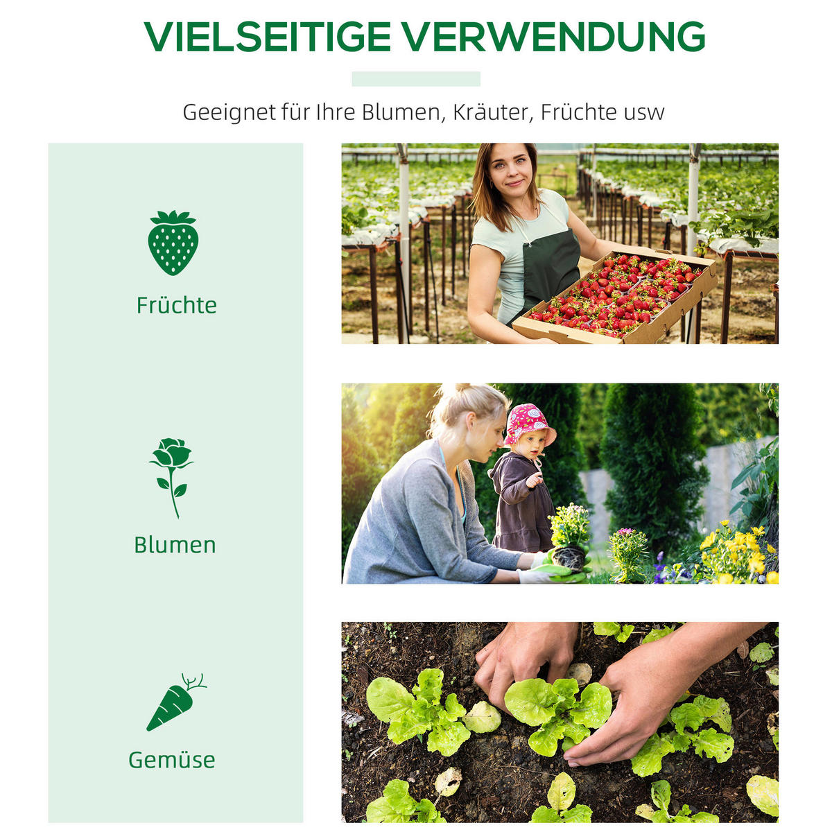 Outsunny Gewächshaus B/H/L: ca. 60x60x180 cm Gewächshaus - dunkelgrün (180,00/60,00/60,00cm) - Outsunny