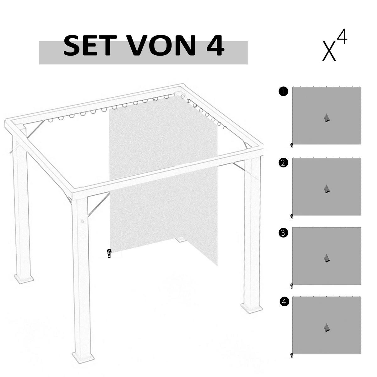 Outsunny Pavillon-Zubehör hellgrau Edelstahl H/L: ca. 302x205 cm Pavillon-Seitenwände - hellgrau (205,00cm) - Outsunny
