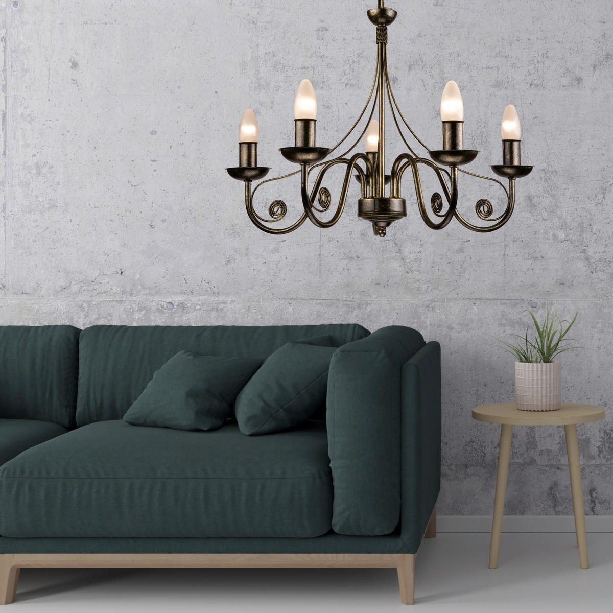 Lamkur Pendelleuchte DONATO 22468 schwarz Stahl H/L: ca. 72x57 cm E27 5 Brennstellen Donato - schwarz (57,00cm) - Lamkur