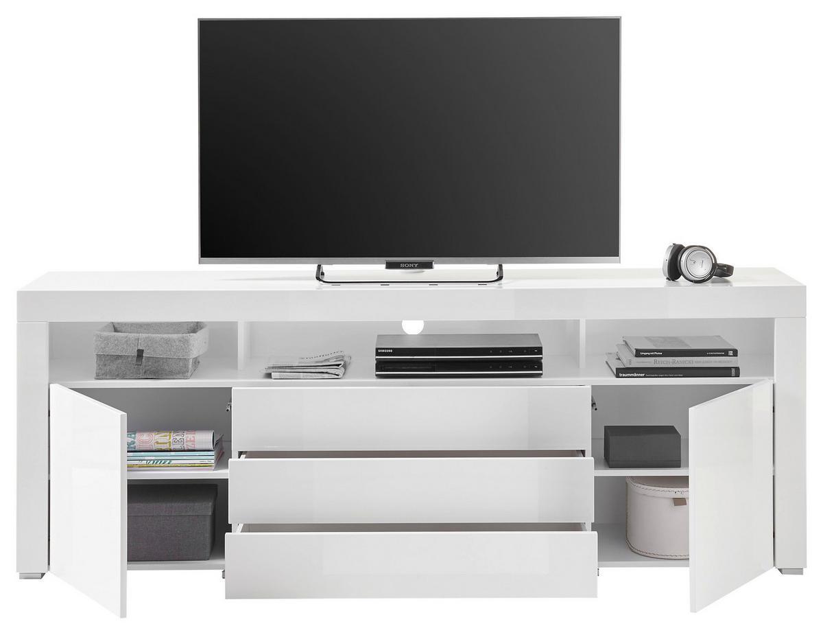 TV-Highboard Goal weiß weiß Hochglanz B/H/T: ca. 200x74x44 cm Goal - weiß (200,00/74,00/44,00cm)