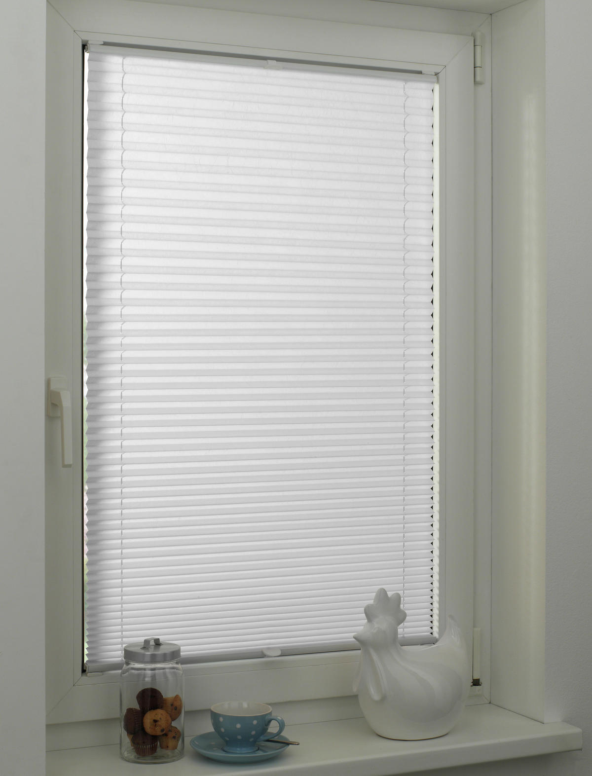 Spannplissee weiß B/L: ca. 80x130 cm Plissee-uni_TL - weiß (80,00/130,00cm) - Boviva