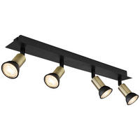 GLOBO Spotbalken 57998-4B schwarz gold Metall B/H/L: ca. 6x9x50 cm 4 Brennstellen DREW - gold/schwarz (50,00/6,00/9,00cm) - GLOBO