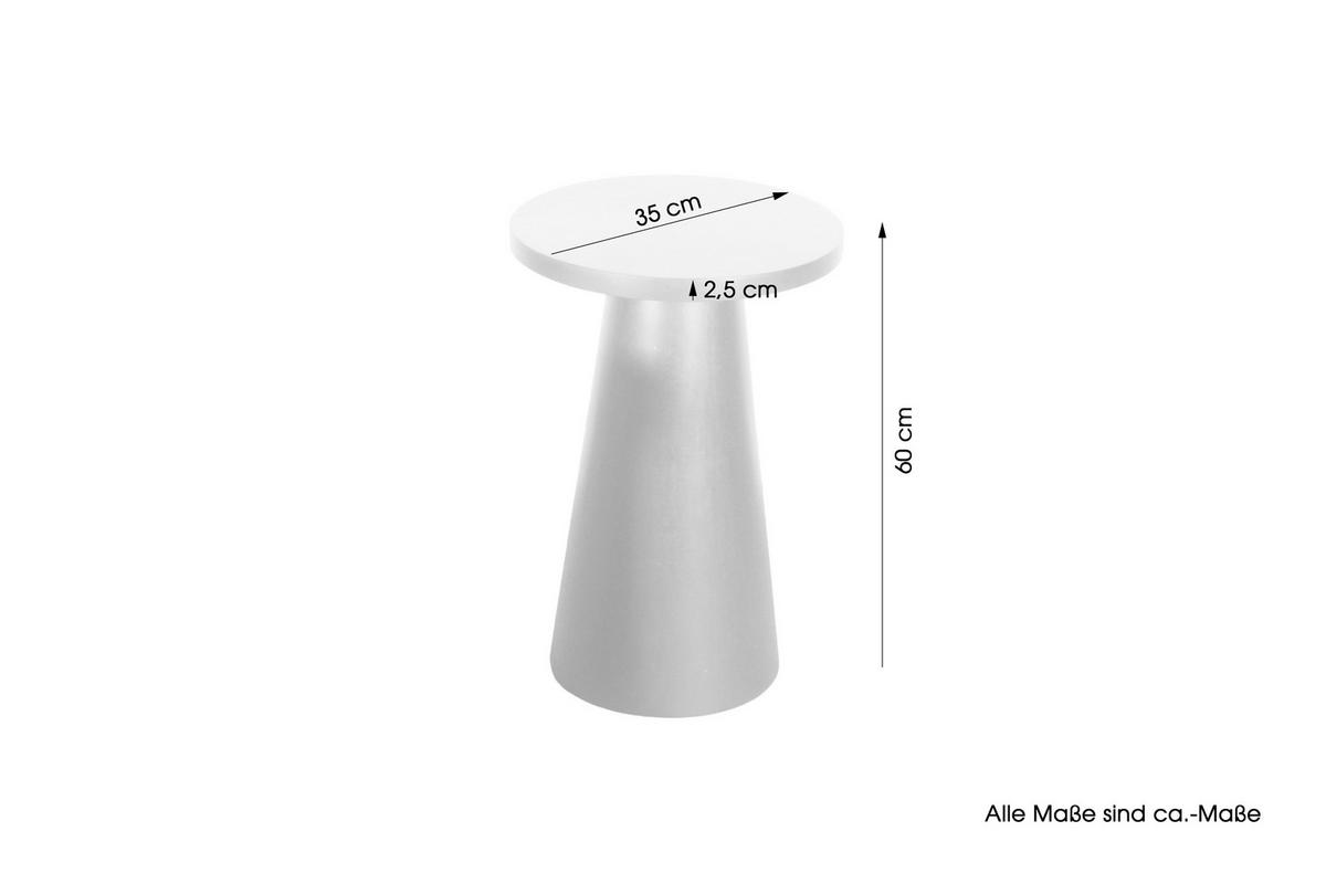Beistelltisch CONE weiß gekälkt Akazie H/D: ca. 60x35 cm CONE - weiß (35,00/60,00cm) - byLIVING
