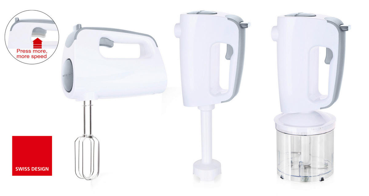 Emerio Handmixer HM-113257.11 weiß Edelstahl Kunststoff B/H/T: ca. 21,8x24,7x14,5 cm Handmixer HM-113257.11 - weiß (21,80/24,70/14,50cm) - Emerio