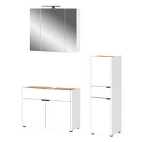 Badezimmer-Set 7841-242 weiß Eiche Navarra Nachbildung B/H/T: ca. 129x200x34 cm 7841-242 - Eiche/weiß (129,00/200,00/34,00cm) - Germania