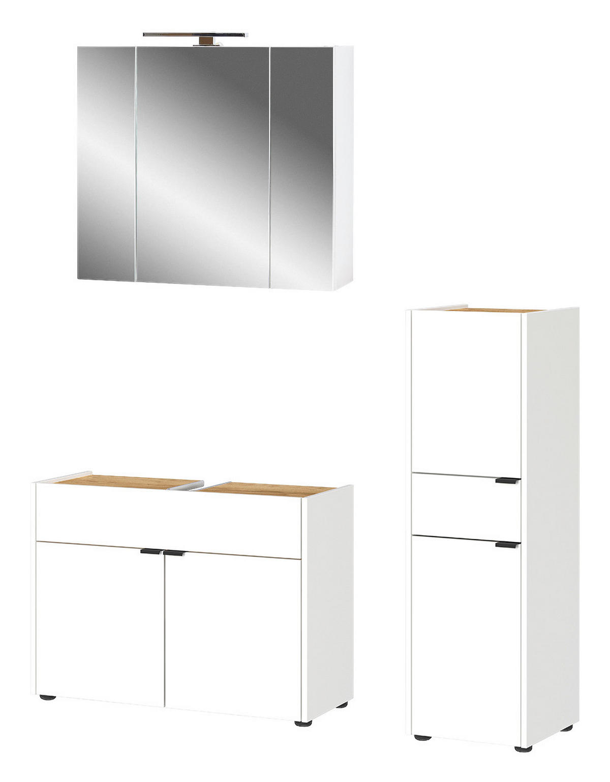 Badezimmer-Set 7841-242 weiß Eiche Navarra Nachbildung B/H/T: ca. 129x200x34 cm 7841-242 - Eiche/weiß (129,00/200,00/34,00cm) - Germania
