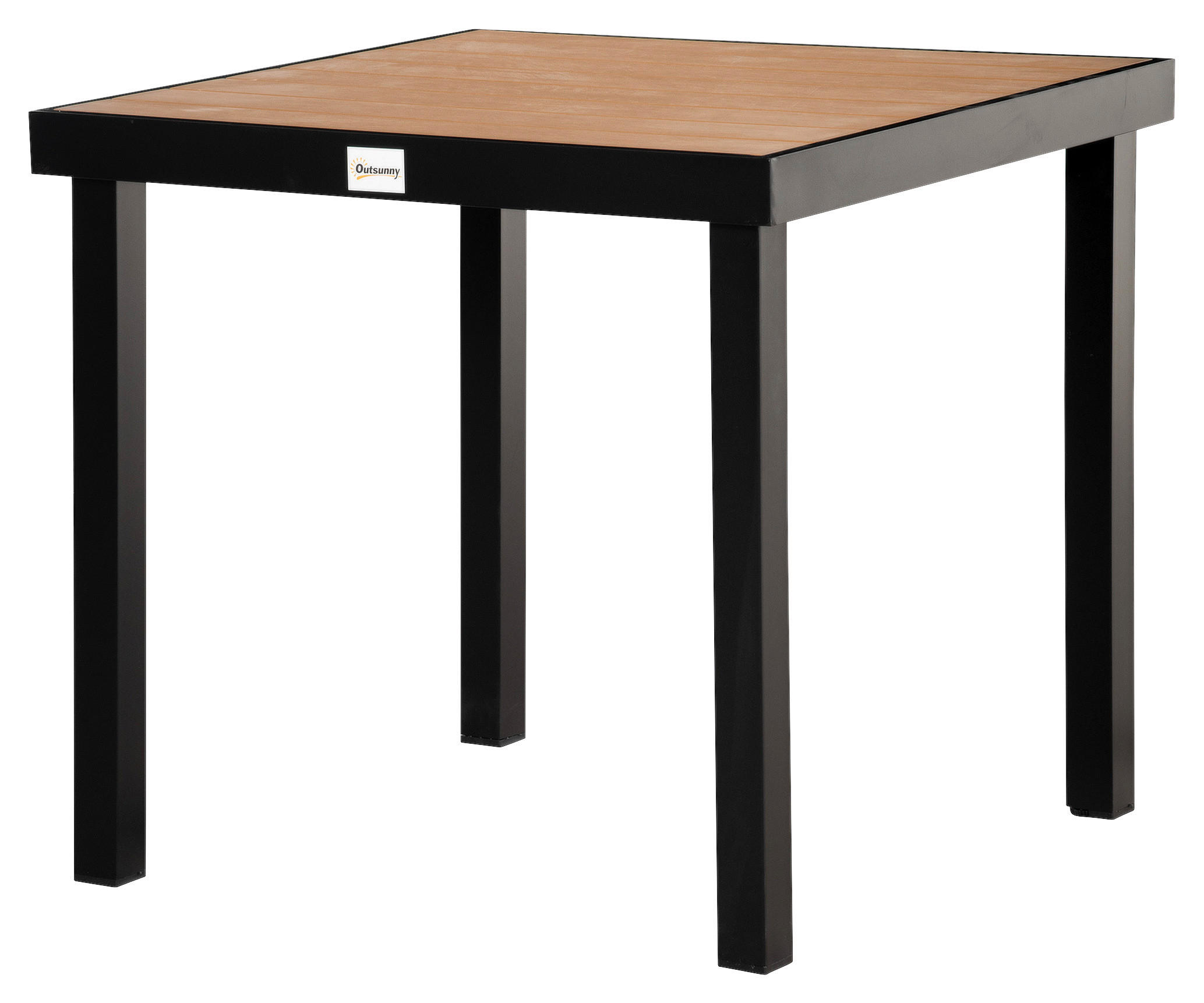 Outsunny Gartentisch natur Metall B/H/L: ca. 80x74x80 cm Gartentisch - natur/schwarz (80,00/80,00/74,00cm) - Outsunny