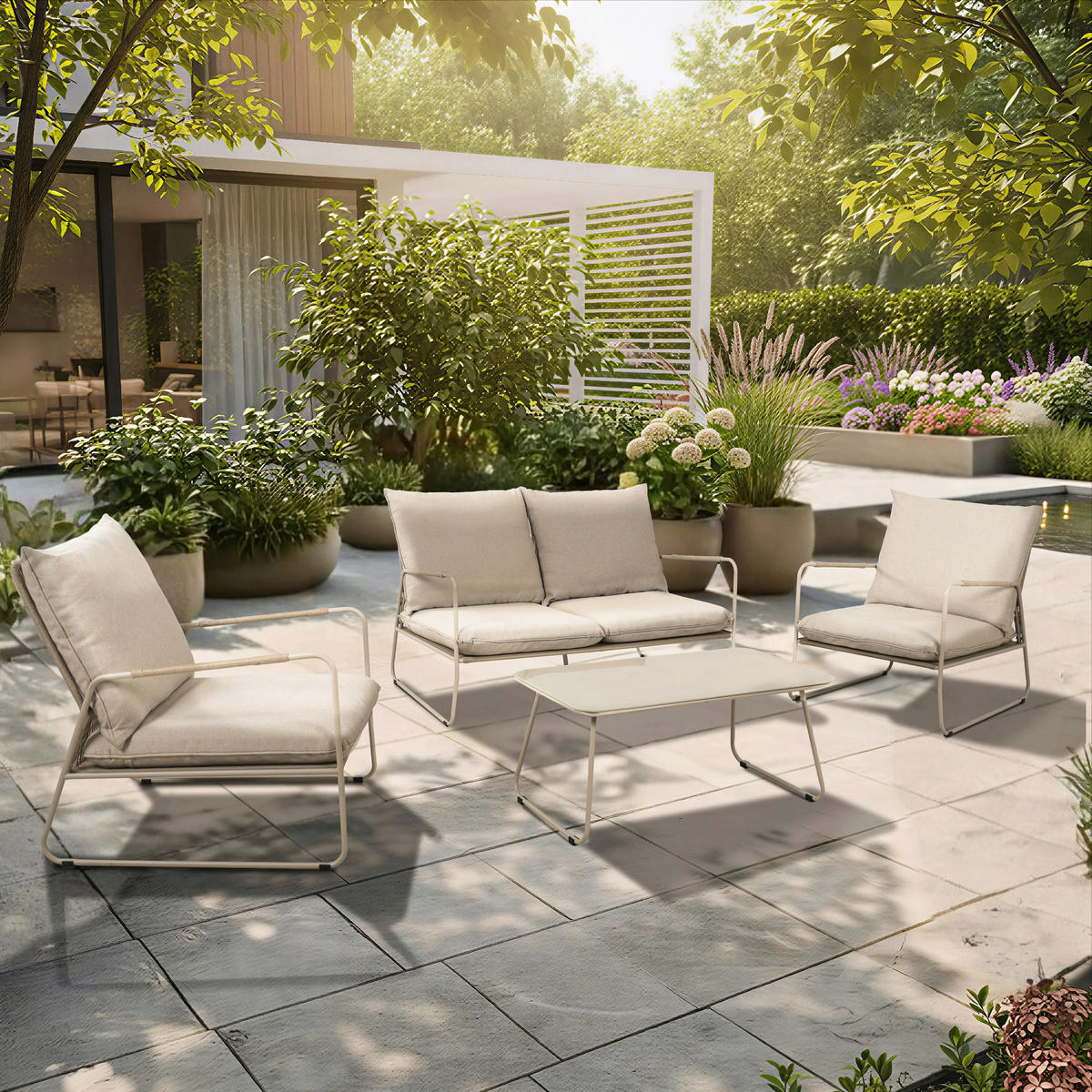 POCOline Gartensitzgruppe Faro beige Stahl Faro - beige - POCOline