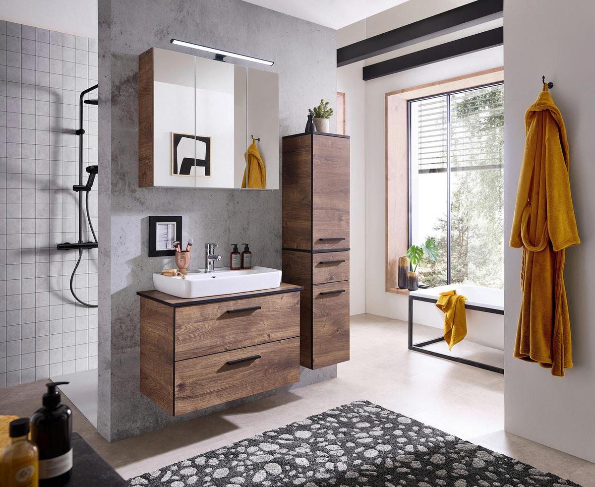 Badezimmer-Set Quickset 374 Eiche Ribeck Nachbildung B/H/T: ca. 75x200x44,5 cm Quickset 374 - Eiche (75,00/200,00/44,50cm) - Pelipal