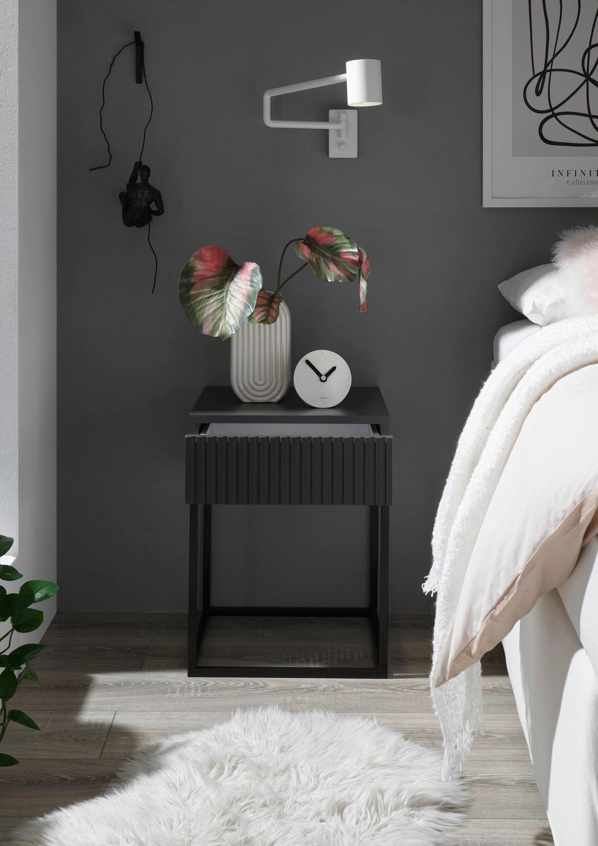 Nachtkonsole Marle Graphit B/H/T: ca. 40x52x39 cm Marle - Graphit/schwarz (40,00/52,00/39,00cm)