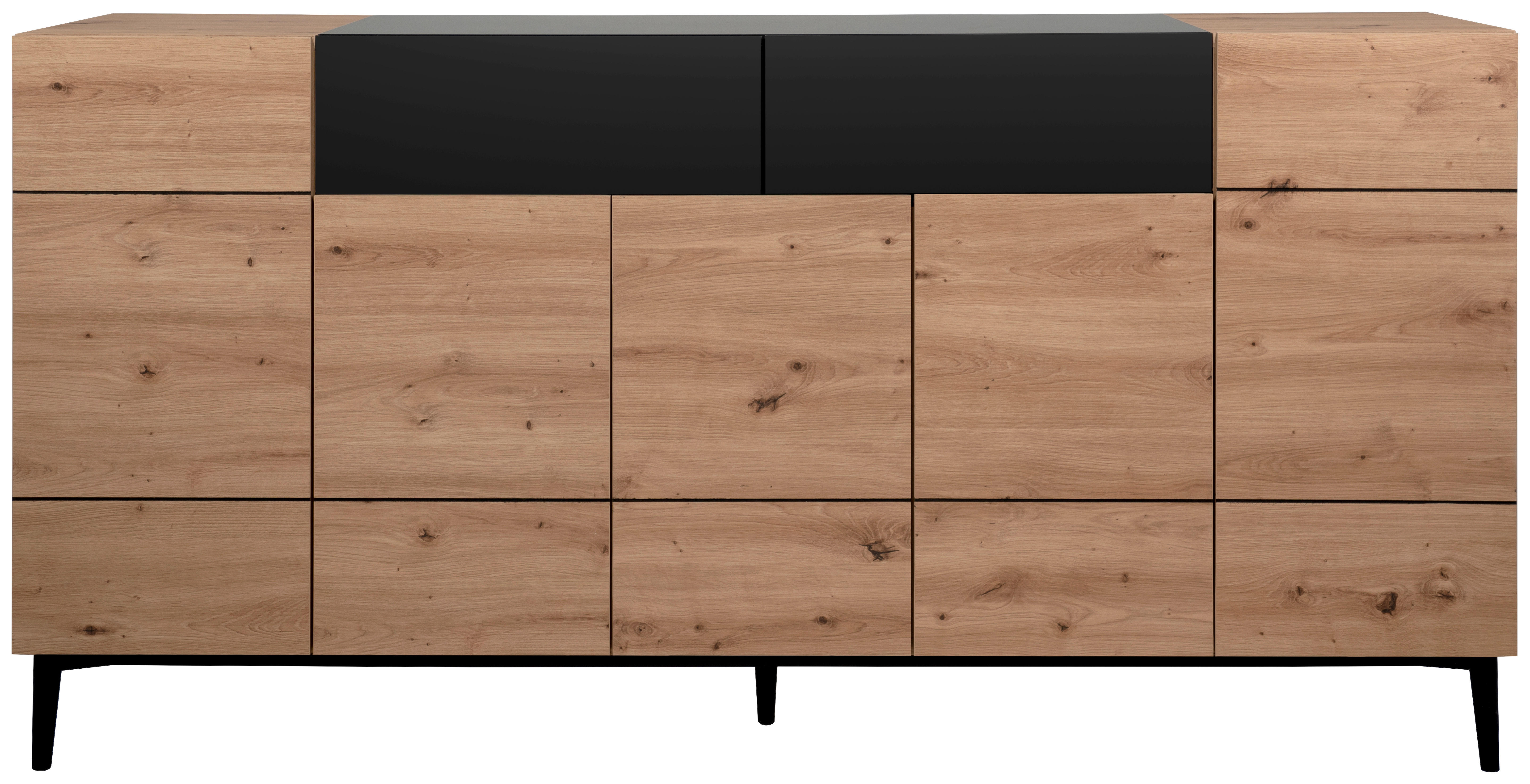 Sideboard Nola Eiche Artisan Nachbildung schwarz B/H/T: ca. 180x90x42 cm