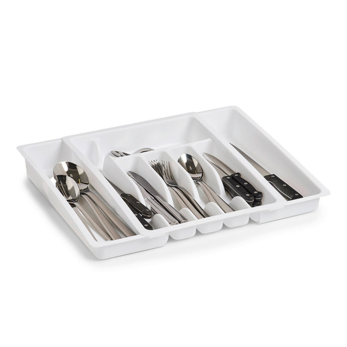 Zeller Besteckkasten ausziehbar weiß B/H/L: ca. 38x7x48 cm Besteckkasten_ausziehbar - weiß (48,00/38,00/7,00cm) - Zeller