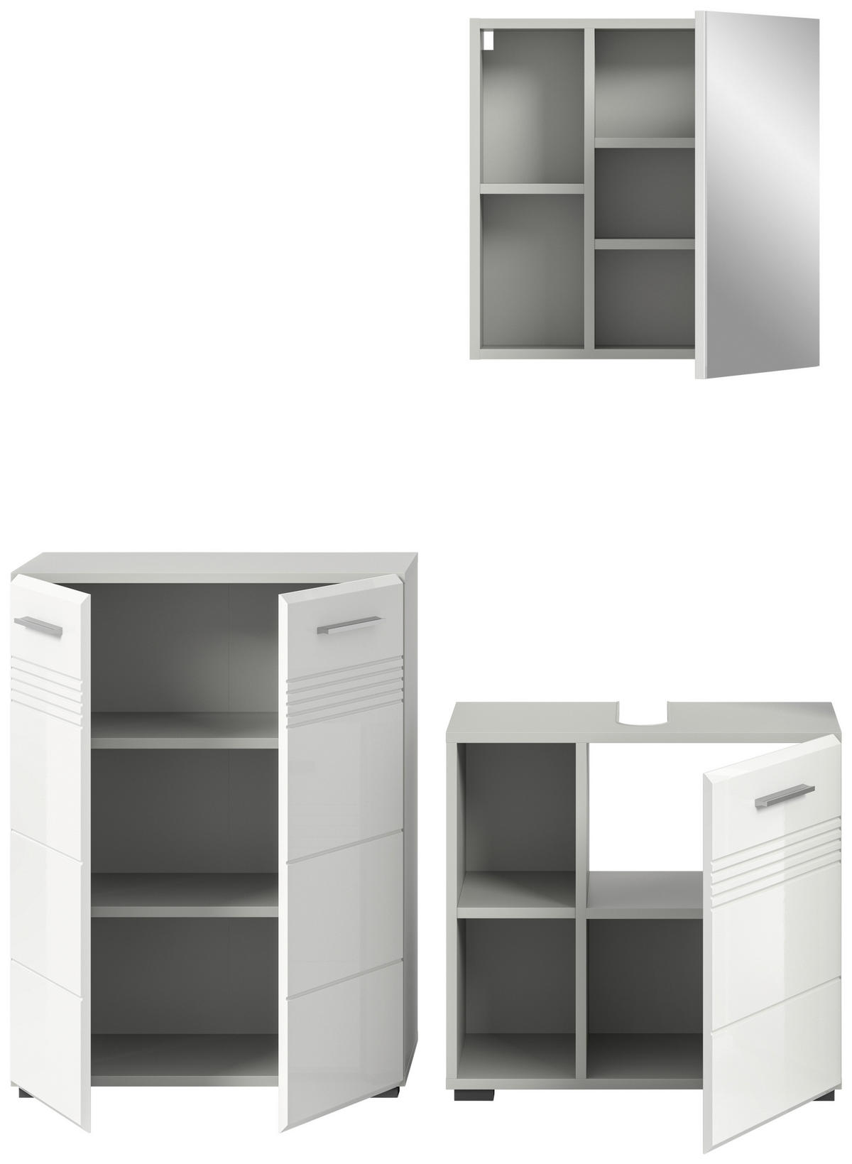 Badblock Copa hellgrau weiß Hochglanz B/H/T: ca. 135x190x32 cm Copa - hellgrau/weiß (135,00/190,00/32,00cm) - xonox.home