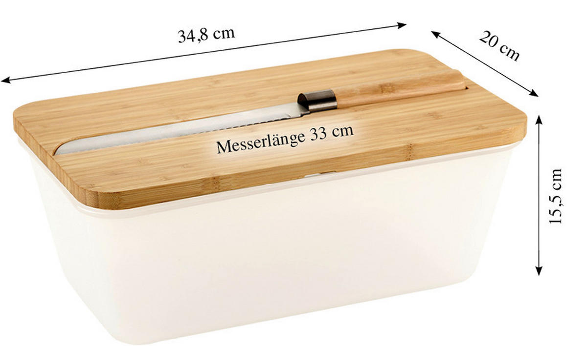 Kesper Brotbox braun Kunststoff B/H/L: ca. 20x15,5x34,8 cm Brotbox mit Messer - braun/transparent (34,80/20,00/15,50cm) - Kesper