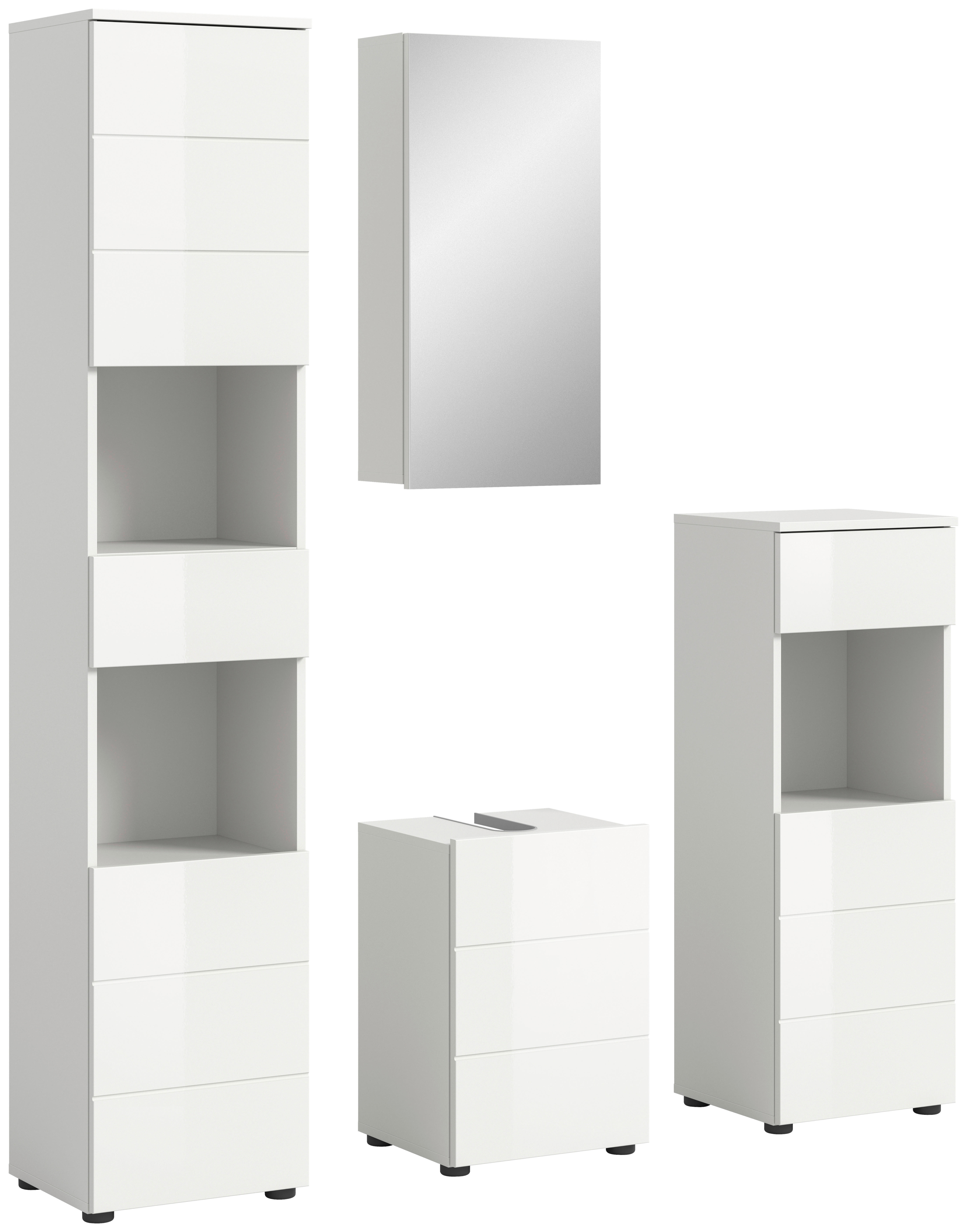 Badezimmer-Set VIRA weiß weiß Hochglanz B/H/T: ca. 144x190x34 cm VIRA - weiß (144,00/190,00/34,00cm) - xonox.home