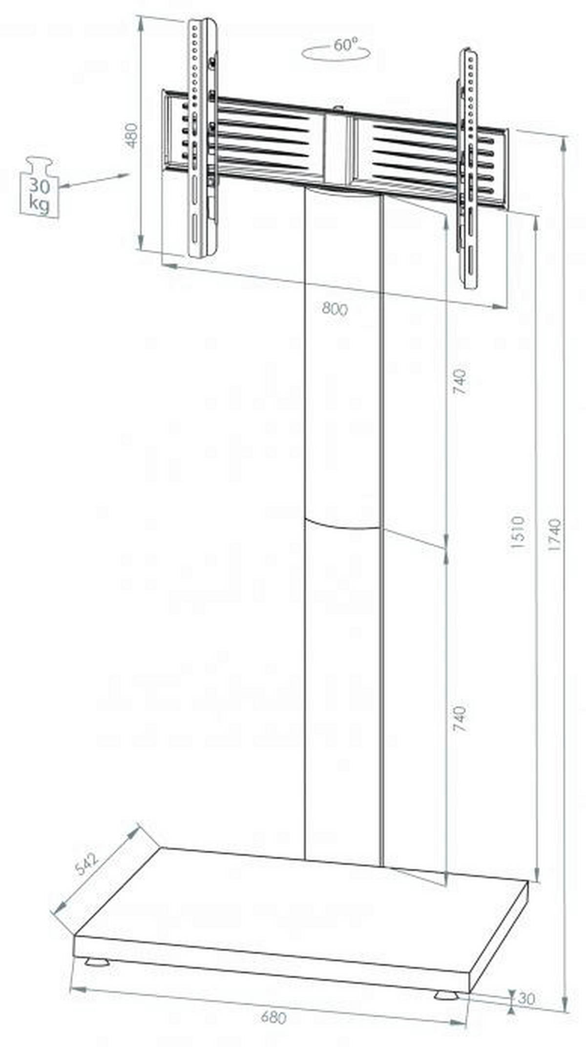 VCM TV-Standfuß TV-Standfuß weiß TV-Standfuß Onu Schwarz / Weisslack - weiß (68,00/174,00/60,00cm) - VCM