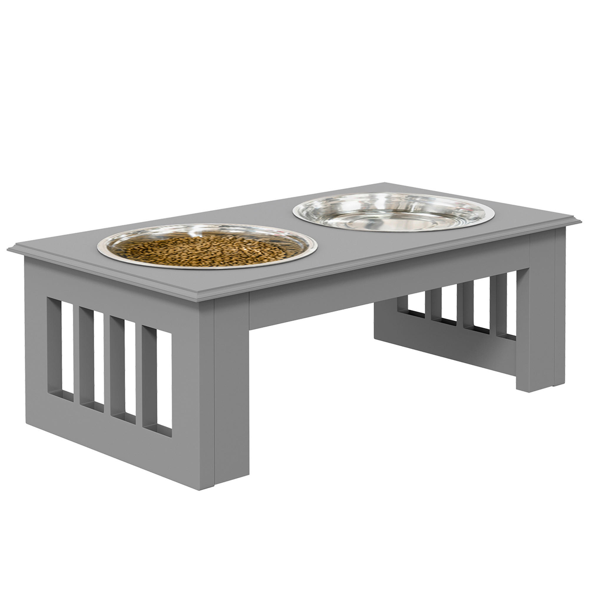 PawHut Futternapf grau MDF B/H/L: ca. 24x15x44 cm Futternapf - grau (44,00/24,00/15,00cm) - PawHut