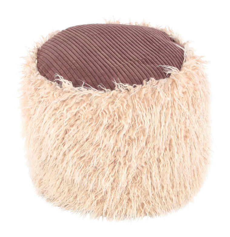360 Living Hocker Bobtail 100 beige braun Kord Kunstfell Styropor H/D: ca. 38x45 cm Bobtail 100 - beige/braun (45,00/38,00cm) - 360 Living