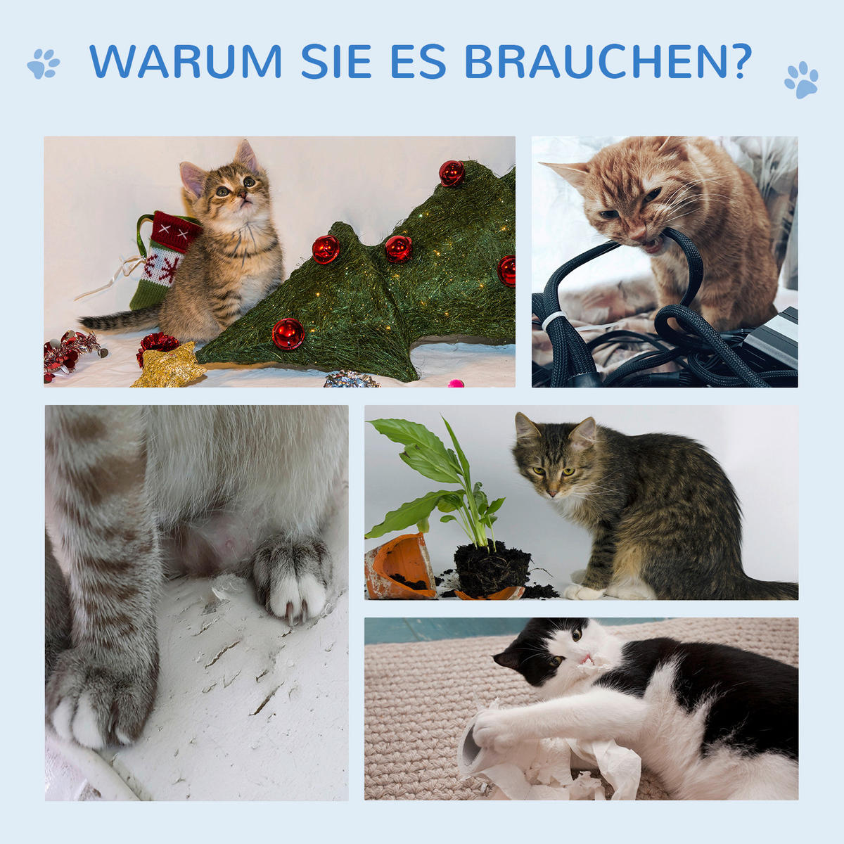 PawHut Katzenkratzbaum grau Holz B/H/L: ca. 40x120x60 cm Katzenkratzbaum - grau (60,00/40,00/120,00cm) - PawHut