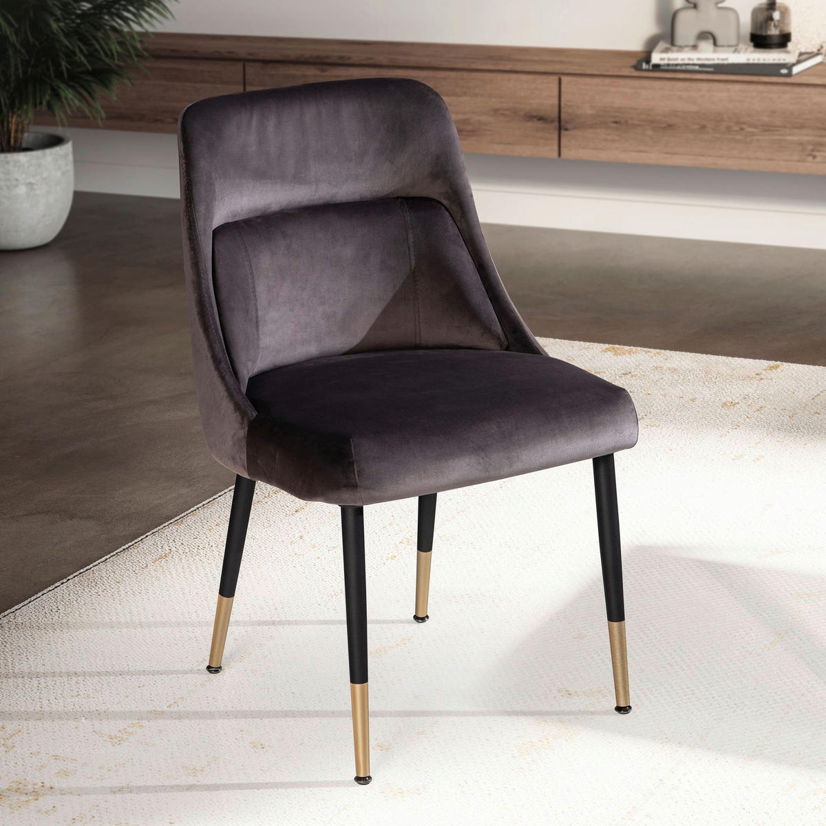 Stuhl schwarz Polyester Esszimmerstuhl - schwarz - Wohnling