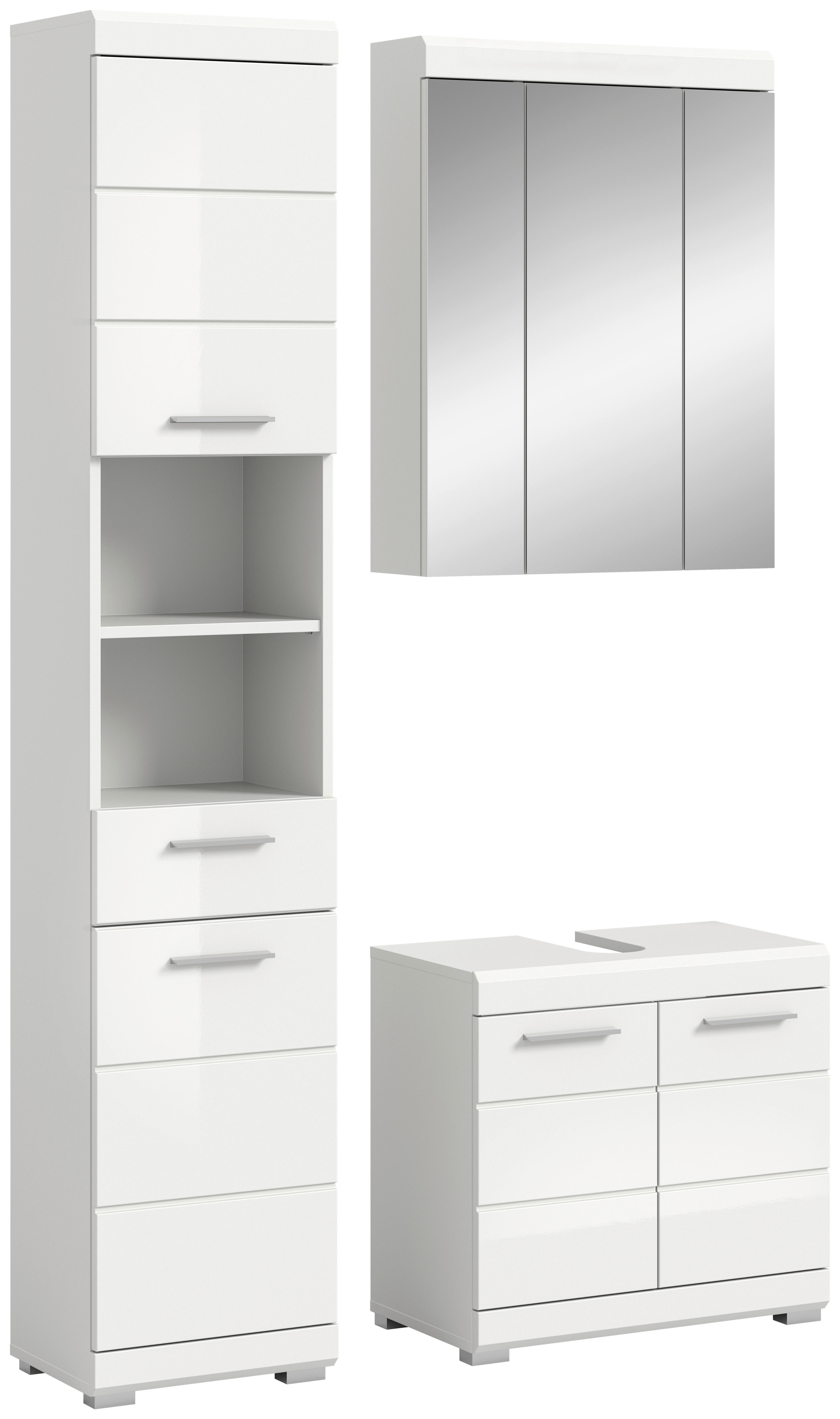 Badezimmer-Set Scout weiß weiß Hochglanz B/H/T: ca. 112x191x34 cm Scout - weiß (112,00/191,00/34,00cm) - xonox.home