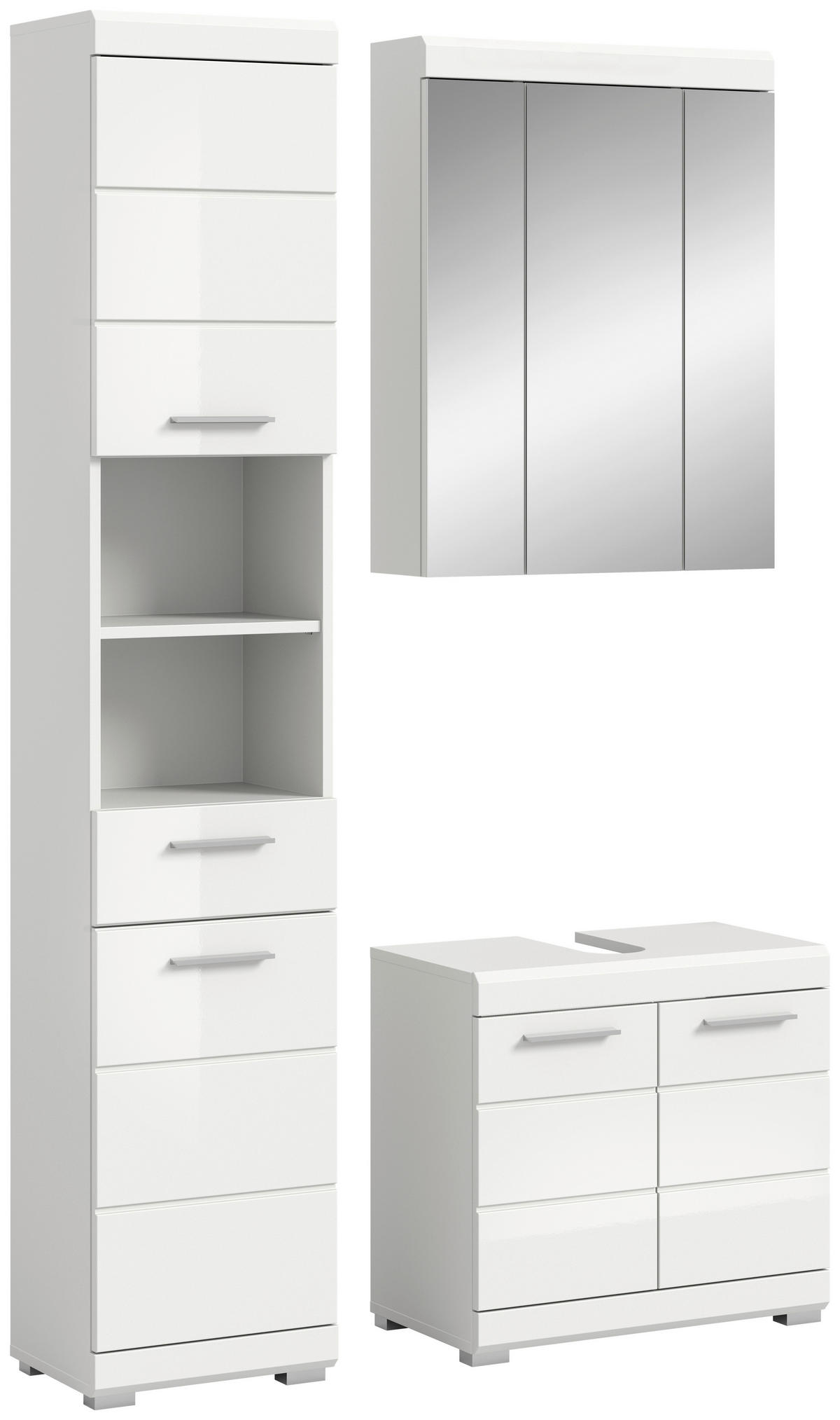 Badezimmer-Set Scout weiß weiß Hochglanz B/H/T: ca. 112x191x34 cm Scout - weiß (112,00/191,00/34,00cm) - xonox.home
