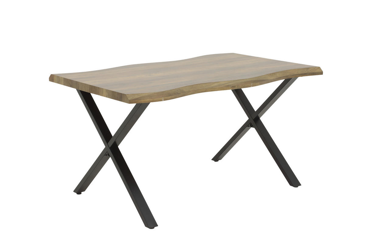 Esstisch Gerda braun Akazie Nachbildung B/H/T: ca. 140x76x90 cm Gerda - braun/schwarz (140,00/76,00/90,00cm)