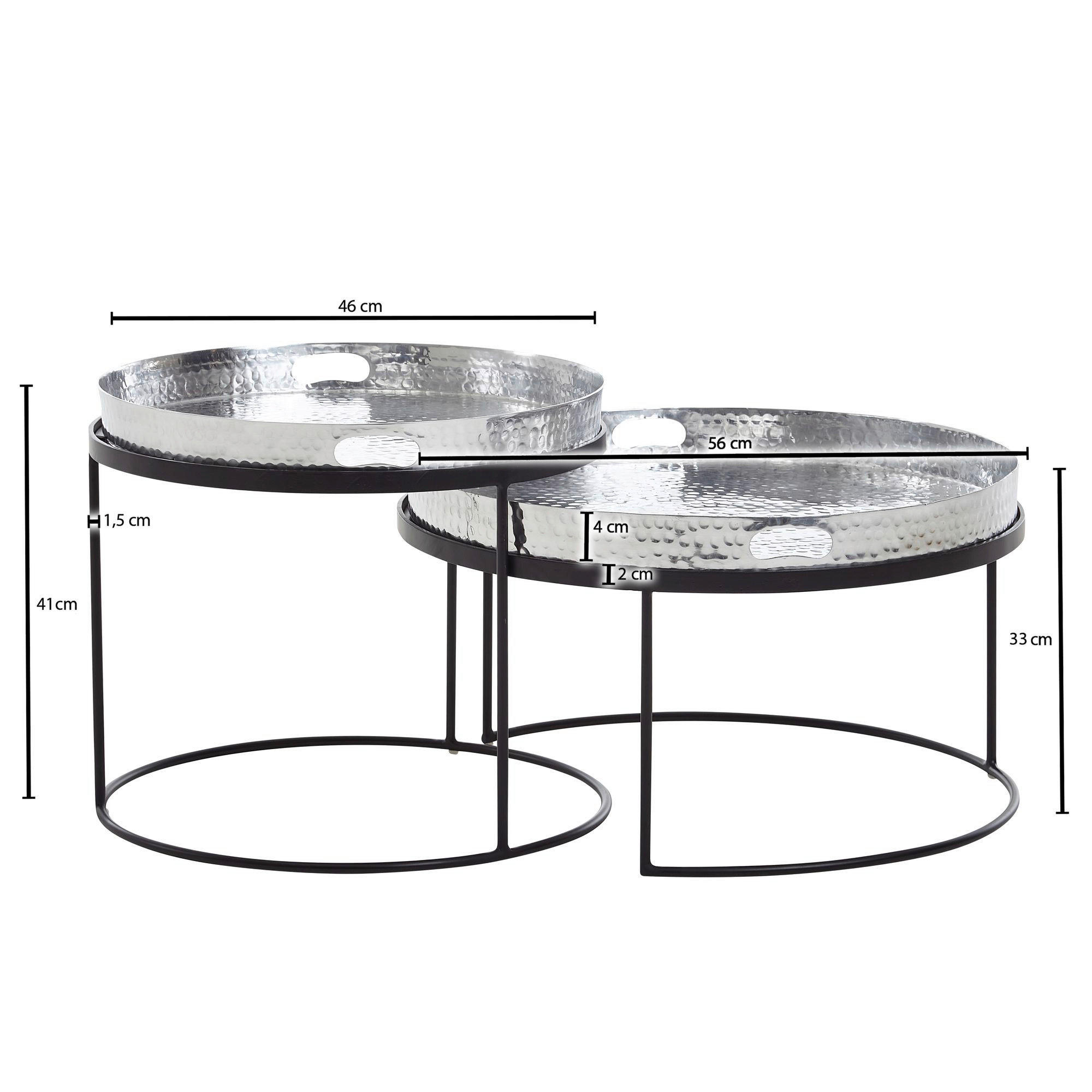 Couchtisch 2er-Set. silber B/H/T: ca. 56x33x56 cm 2er-Set. - silber (56,00/33,00/56,00cm) - Wohnling