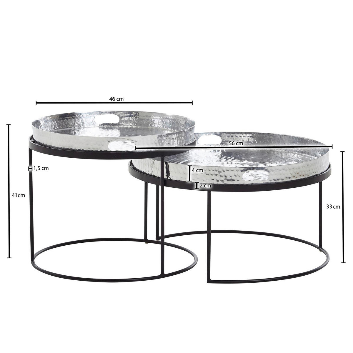 Couchtisch 2er-Set. silber B/H/T: ca. 56x33x56 cm 2er-Set. - silber (56,00/33,00/56,00cm) - Wohnling
