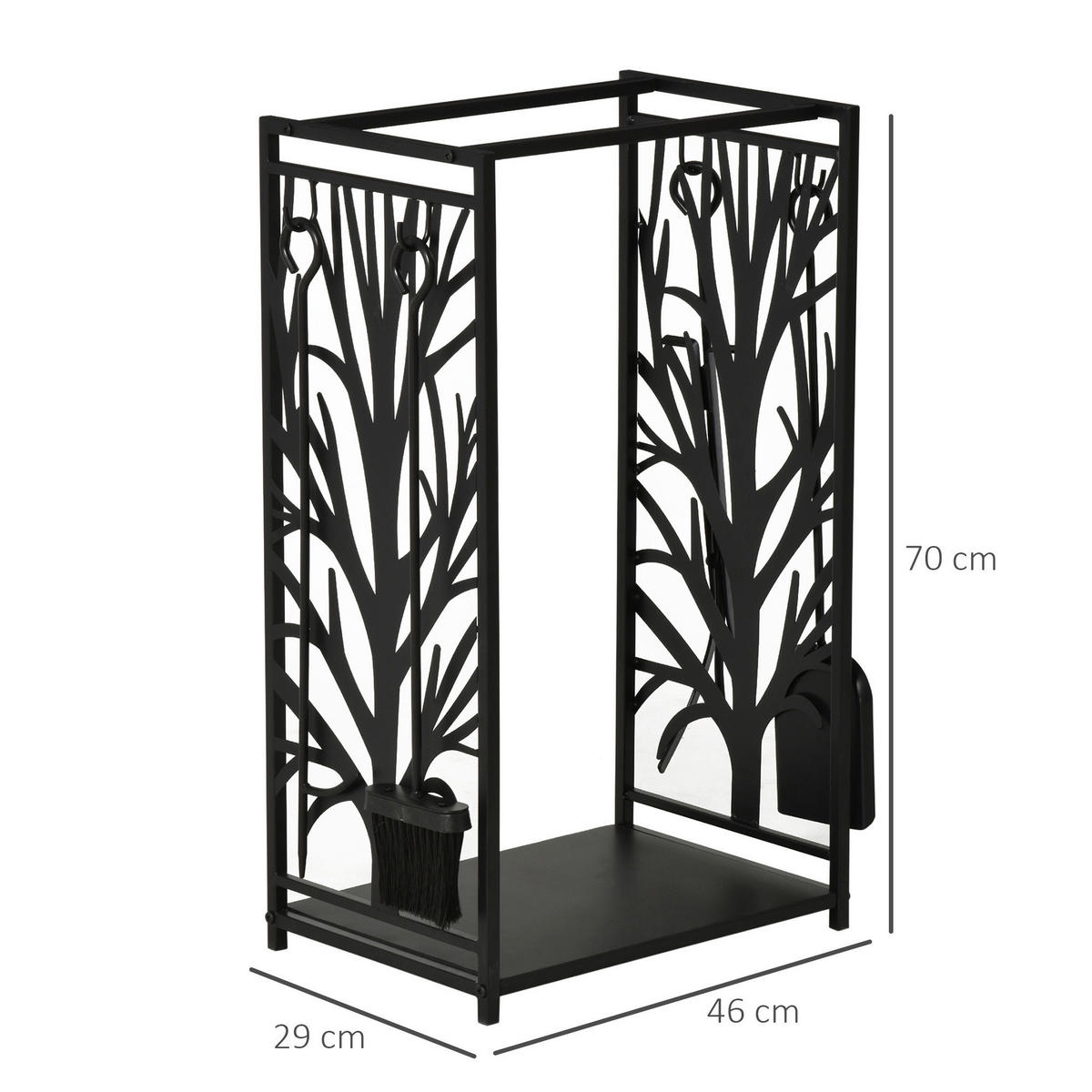 HOMCOM Kaminholzständer schwarz B/H/T: ca. 46x70x29 cm ca. 100 kg Kaminholzständer  MH842-160 - schwarz (46,00/70,00/29,00cm) - HOMCOM