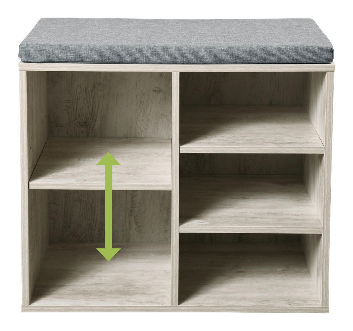 Kesper Schuhregal weißgrau Spanplatte B/H/L: ca. 29,5x48x51,5 cm Schuhregal_mit_Sitzkissen - weißgrau (51,50/29,50/48,00cm) - Kesper
