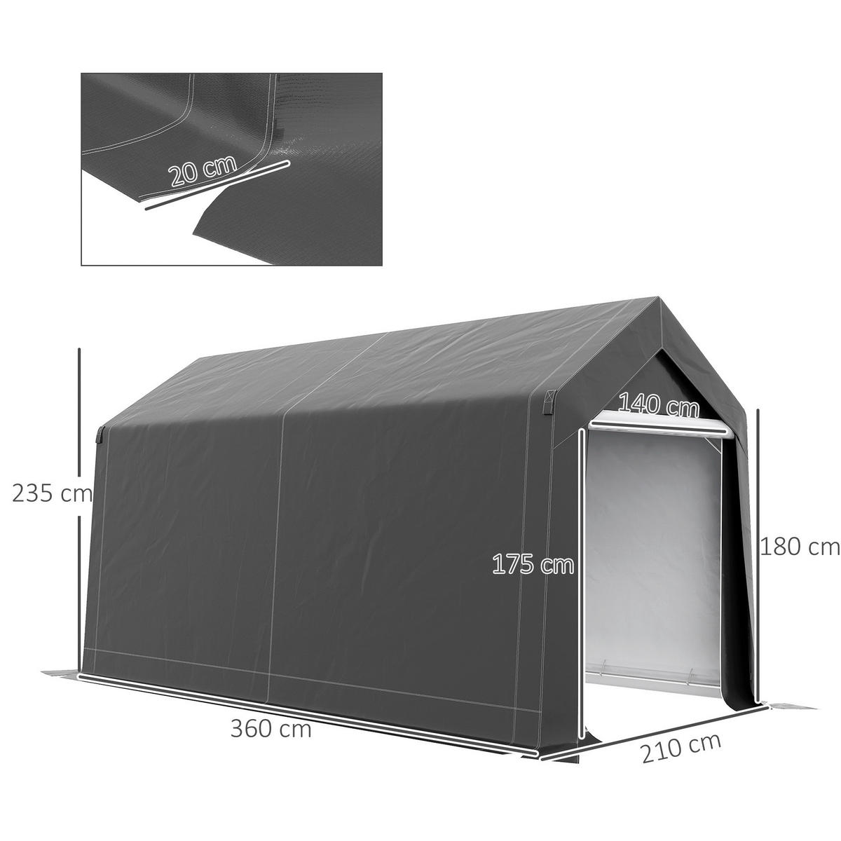 Outsunny Garagenzelt dunkelgrau Kunststoff B/H/L: ca. 360x235x210 cm Garagenzelt - dunkelgrau (210,00/360,00/235,00cm) - Outsunny