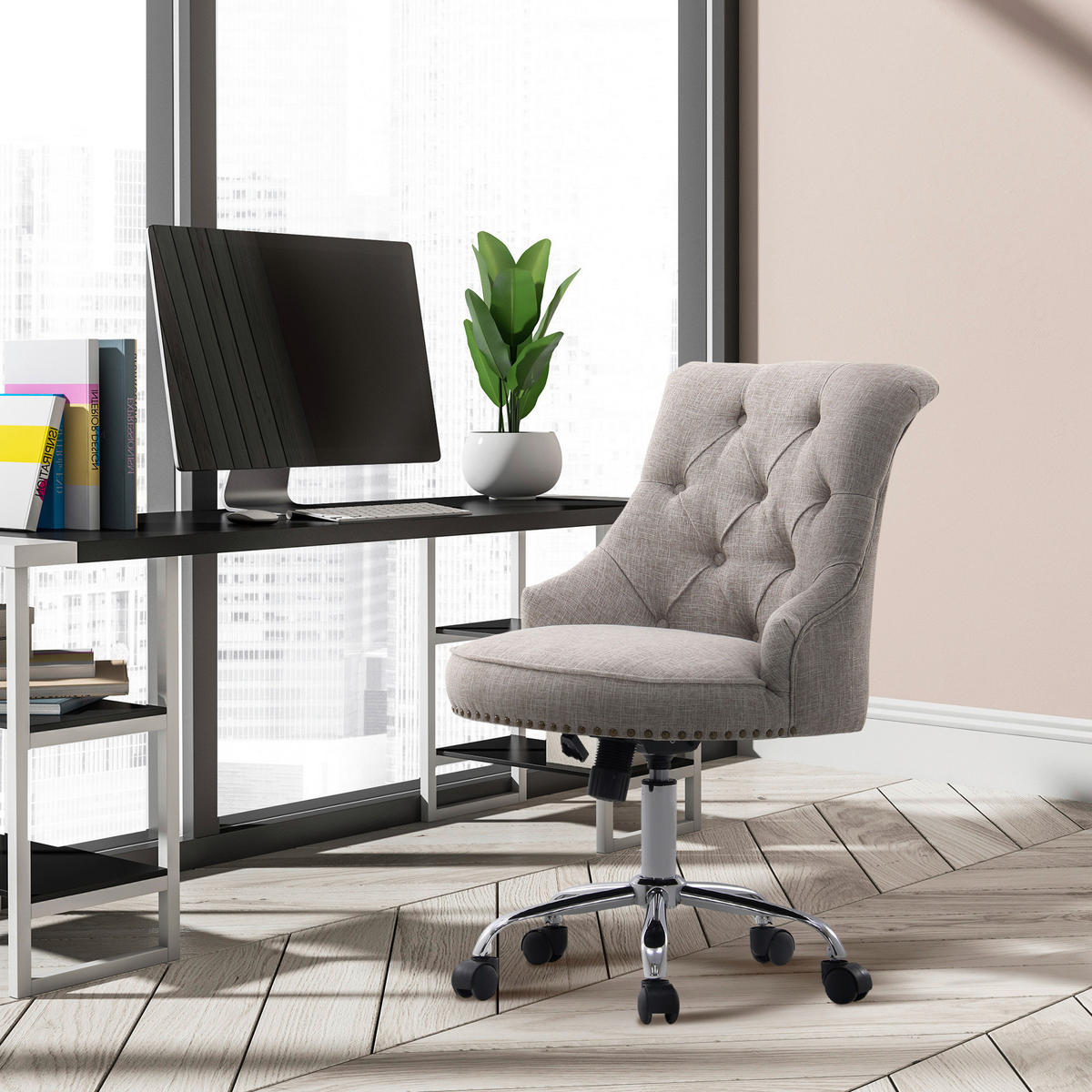 Drehstuhl 836-117 grau 836-117 - grau (54,00/84,00/65,50cm) - HOMCOM