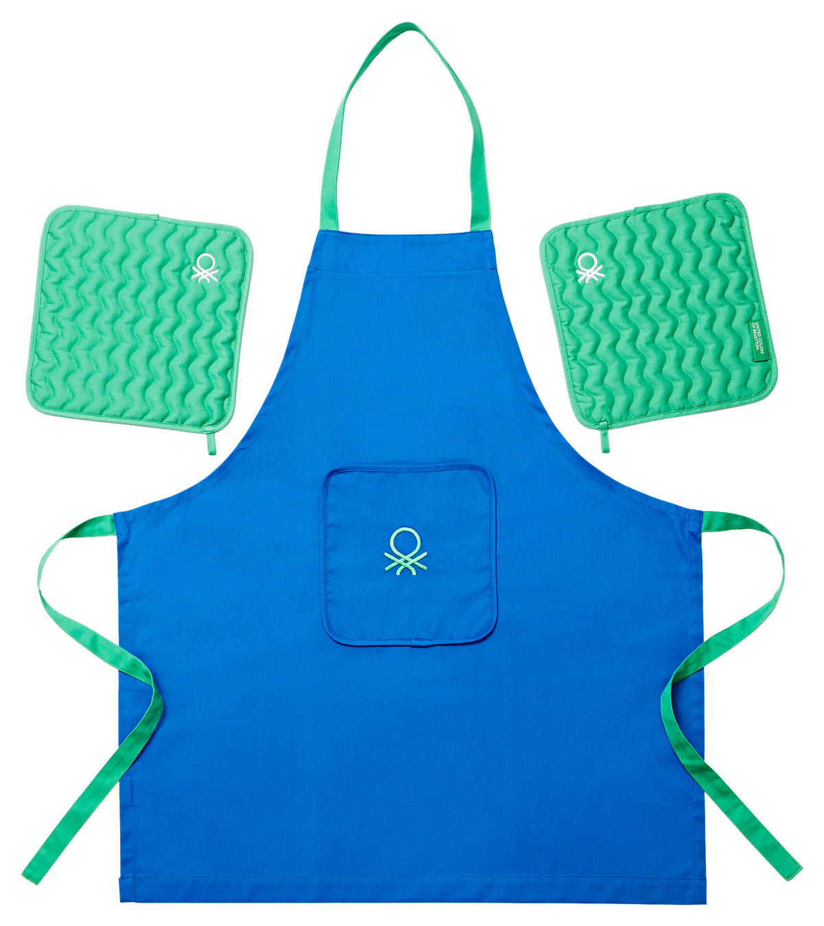 BENETTON Schürze- und Topflappen-Set Rainbow blau Baumwolle Rainbow - blau - BENETTON