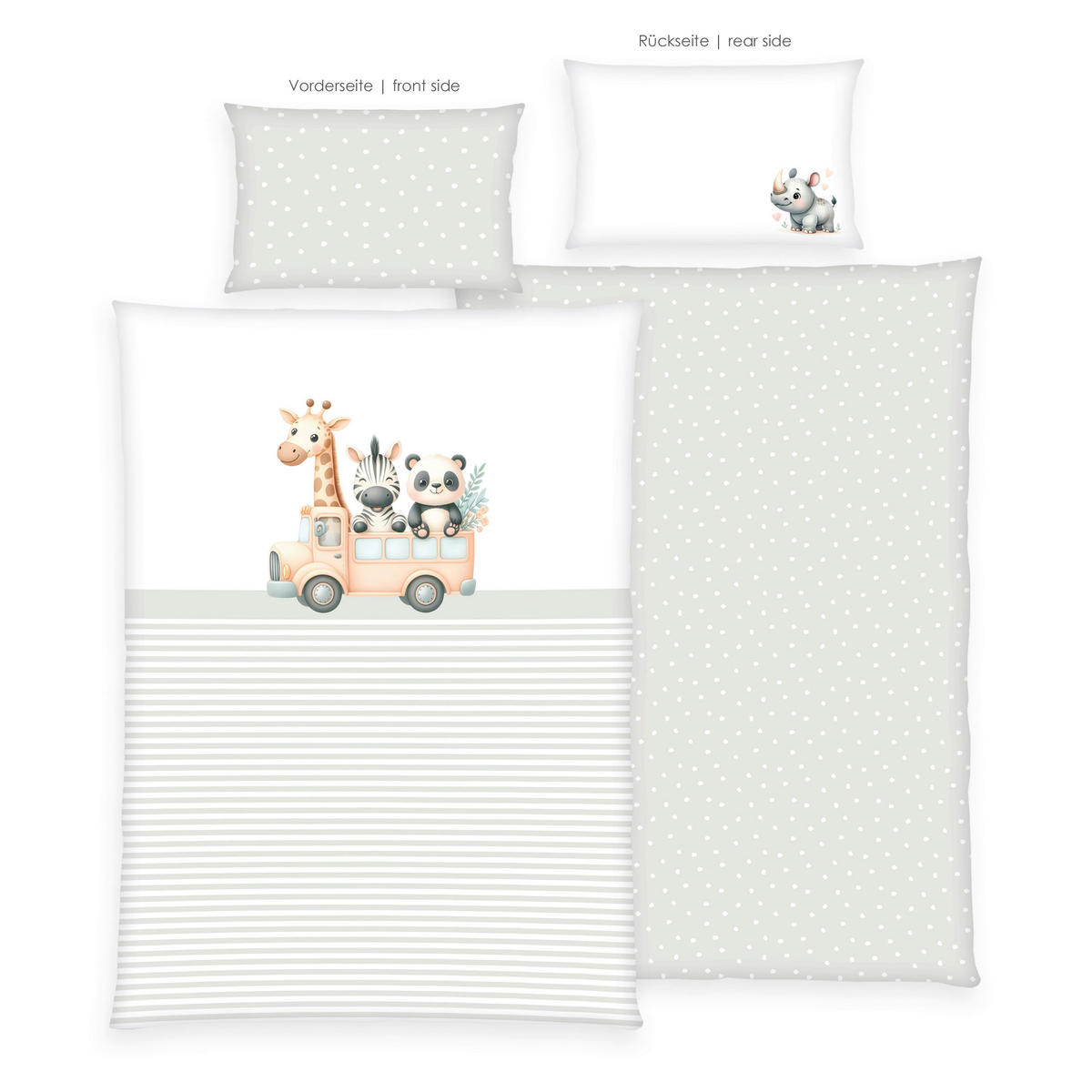 Baumwoll Bettwäsche Adventure Buddies weiß Baumwolle Adventure Buddies - weiß/grau - babybest