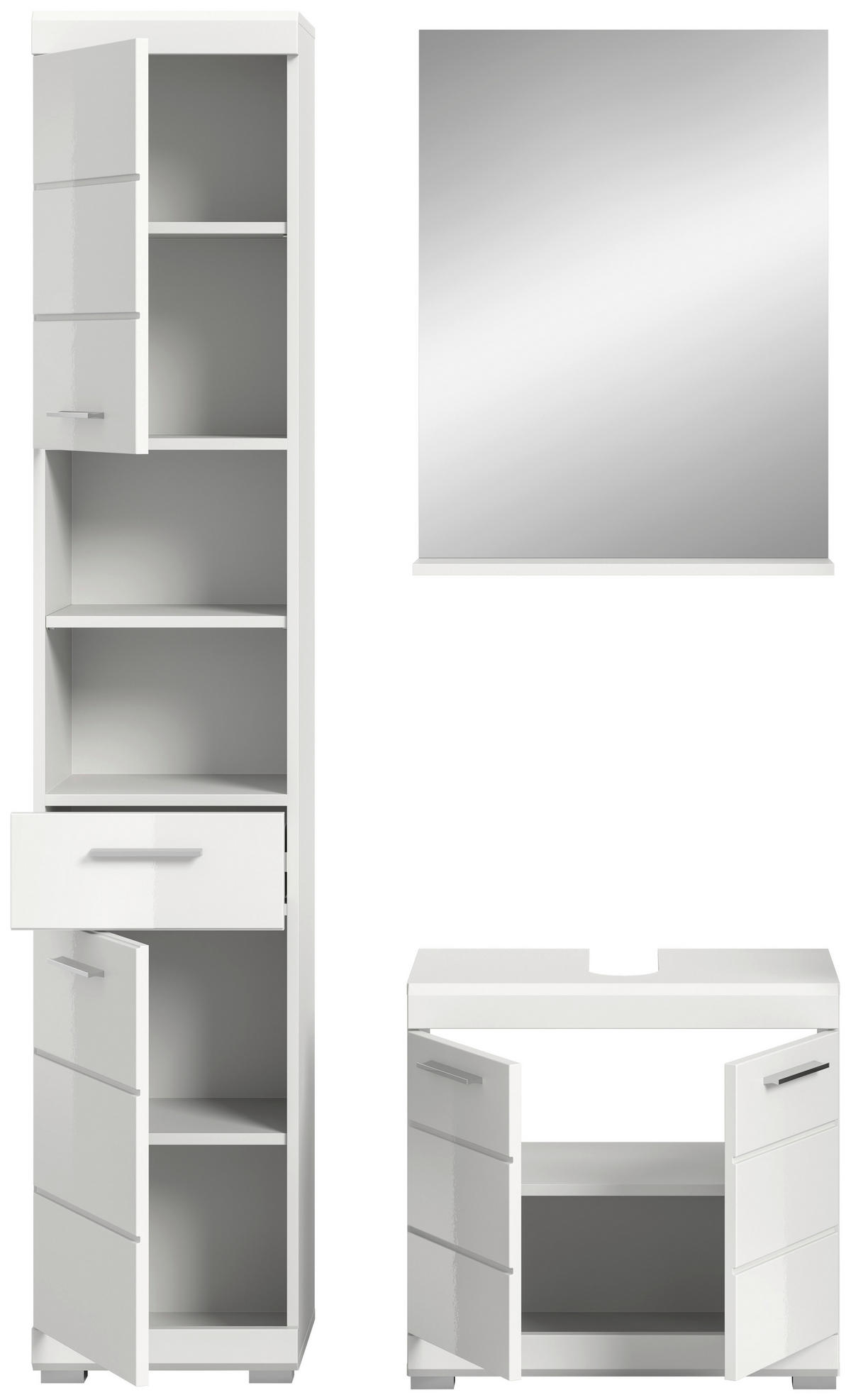 Badezimmer-Set Scout weiß weiß Hochglanz B/H/T: ca. 112x191x34 cm Scout - weiß (112,00/191,00/34,00cm) - xonox.home