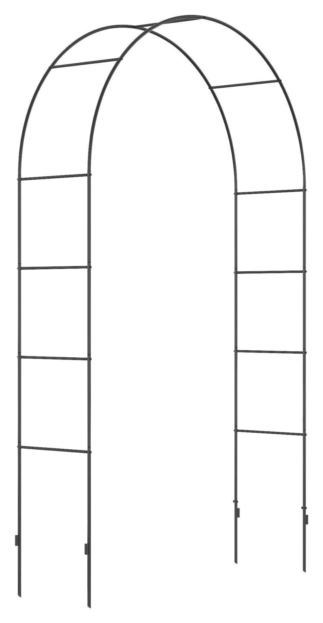 Outsunny Rosenbogen mit Metallrahmen schwarz B/H/L: ca. 40x240x140 cm Rosenbogen_mit_Metallrahmen - schwarz (140,00/40,00/240,00cm) - Outsunny