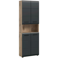 Hochschrank Ice Nox Oak Nachbildung schwarz matt B/H/T: ca. 60x185x30 cm Ice - schwarz (60,00/185,00/30,00cm) - xonox.home