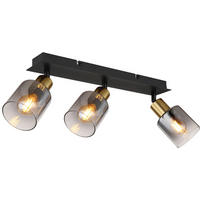 Spot Hollsy 54310-3 schwarz Rauch Metall Glas B/H/L: ca. 8x18x40 cm E14 3 Brennstellen Spot_3flg.Hollsy - schwarz/Rauch (40,00/8,00/18,00cm)