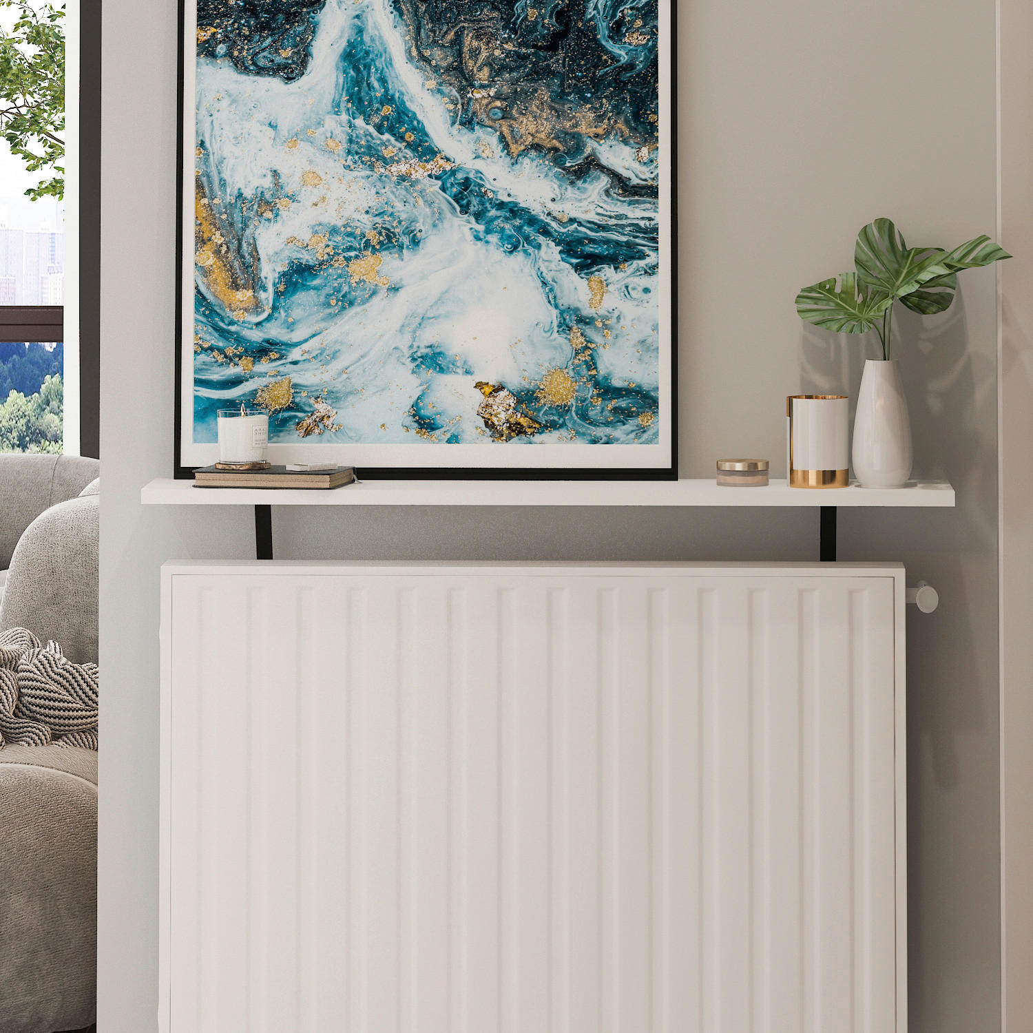 Thumbnail - Regalhalter Adin weiß Spanplatte B/H/T: ca. 110x21,5x18 cm