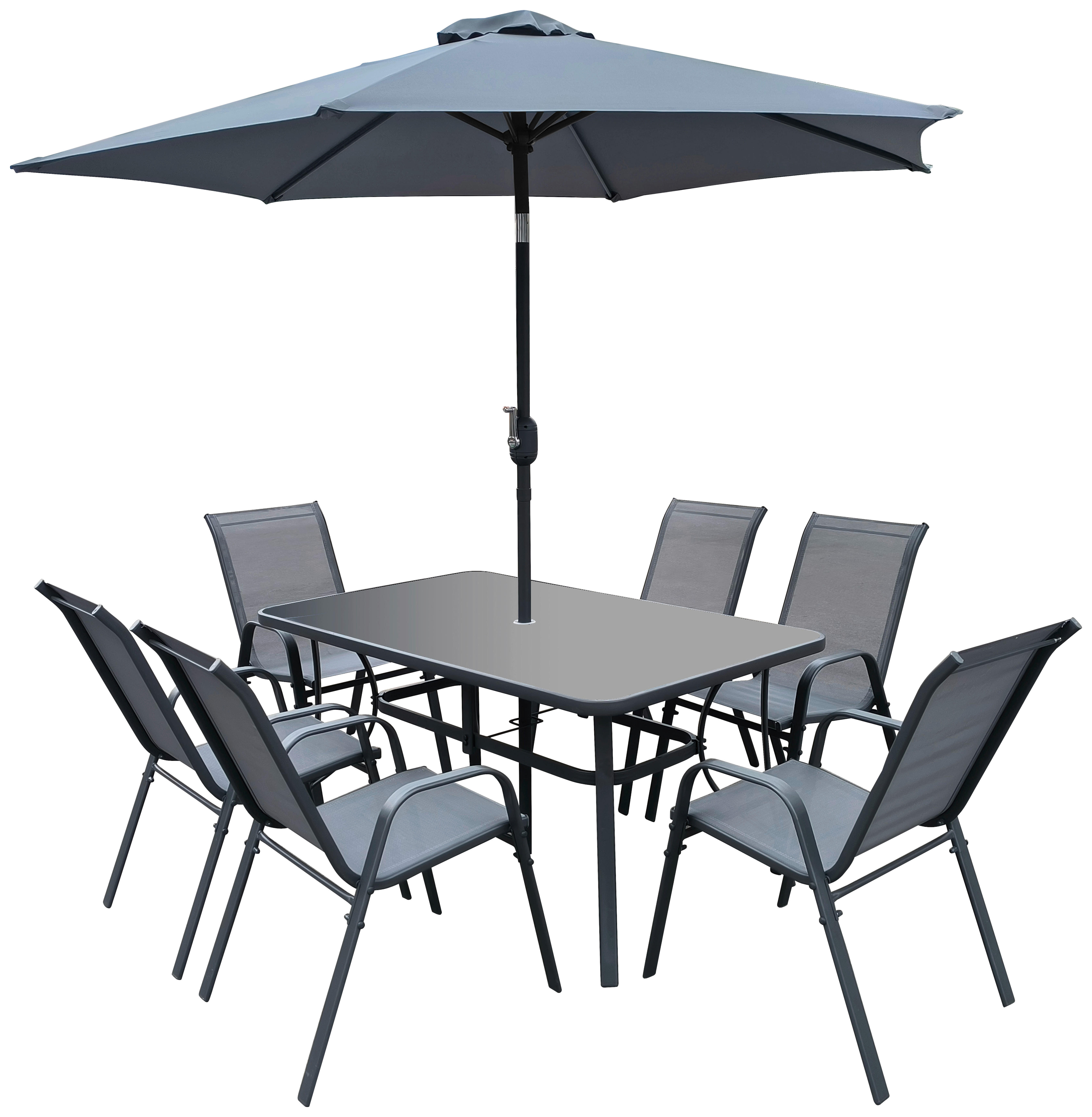 POCOline Tischgruppe grau Stahl Patioset_8tlg. - grau - POCOline