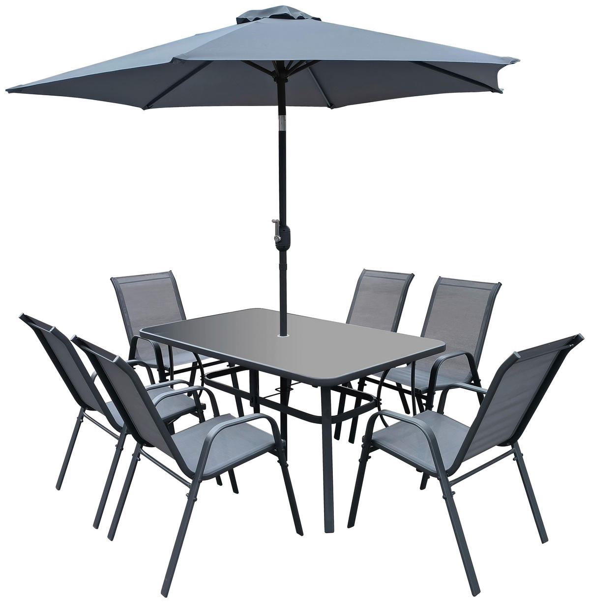 POCOline Tischgruppe grau Stahl Patioset_8tlg. - grau - POCOline