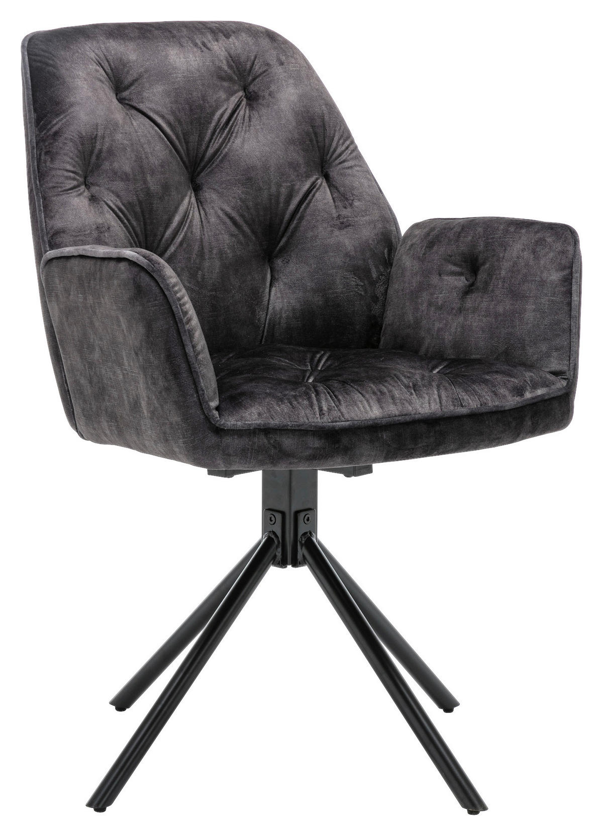byLIVING Sessel SARINA  2er-Set anthrazit Vintage Samt Metall B/H/T: ca. 59,5x89x62 cm SARINA  2er-Set - anthrazit (59,50/89,00/62,00cm) - byLIVING