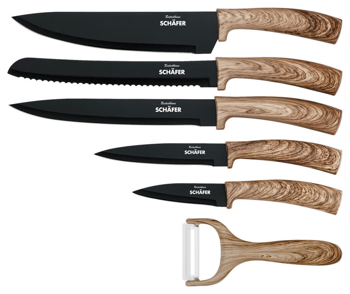 SCHÄFER Messerset Maple Wood schwarz Edelstahl 6 tlg. Maple Wood - schwarz - SCHÄFER