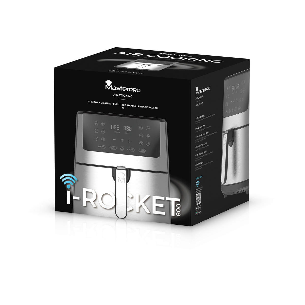 MASTERPRO Heißluftfritteuse BGMP-9344 I-Rocket silber Kunststoff B/H/T: ca. 40x41x35,5 cm ca. 6 l I-Rocket 800 BGMP-9344 - silber (40,00/41,00/35,50cm) - MASTERPRO