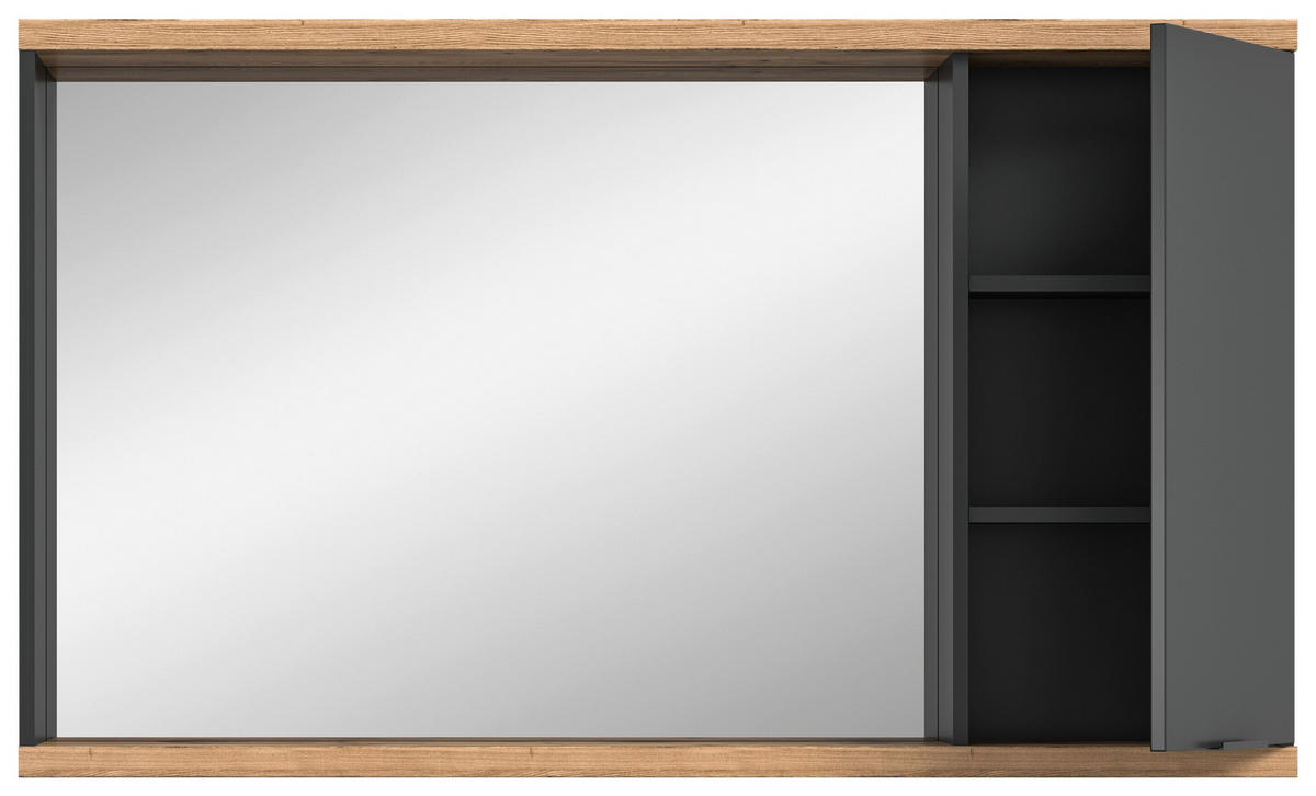 Spiegelschrank Nuaro anthrazit Nox Oak Nachbildung B/H/T: ca. 130x77x20 cm Nuaro - anthrazit (130,00/77,00/20,00cm) - xonox.home