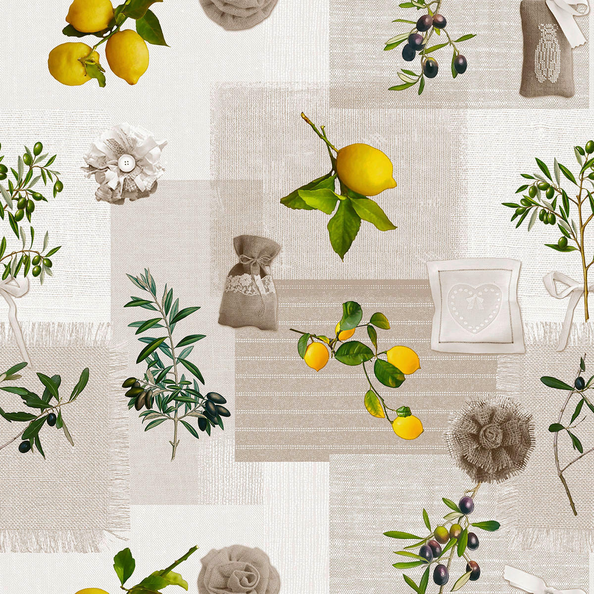 Abwaschbarer Tischbelag Cuisine Lemon silber B: ca. 140 cm Cuisine Lemon - bunt/silber (140,00cm)