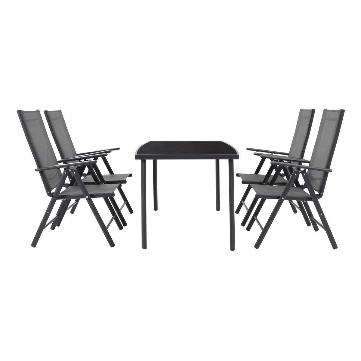 POCOline Gartensitzgruppe Patioset_5tlg. - schwarz/anthrazit - POCOline