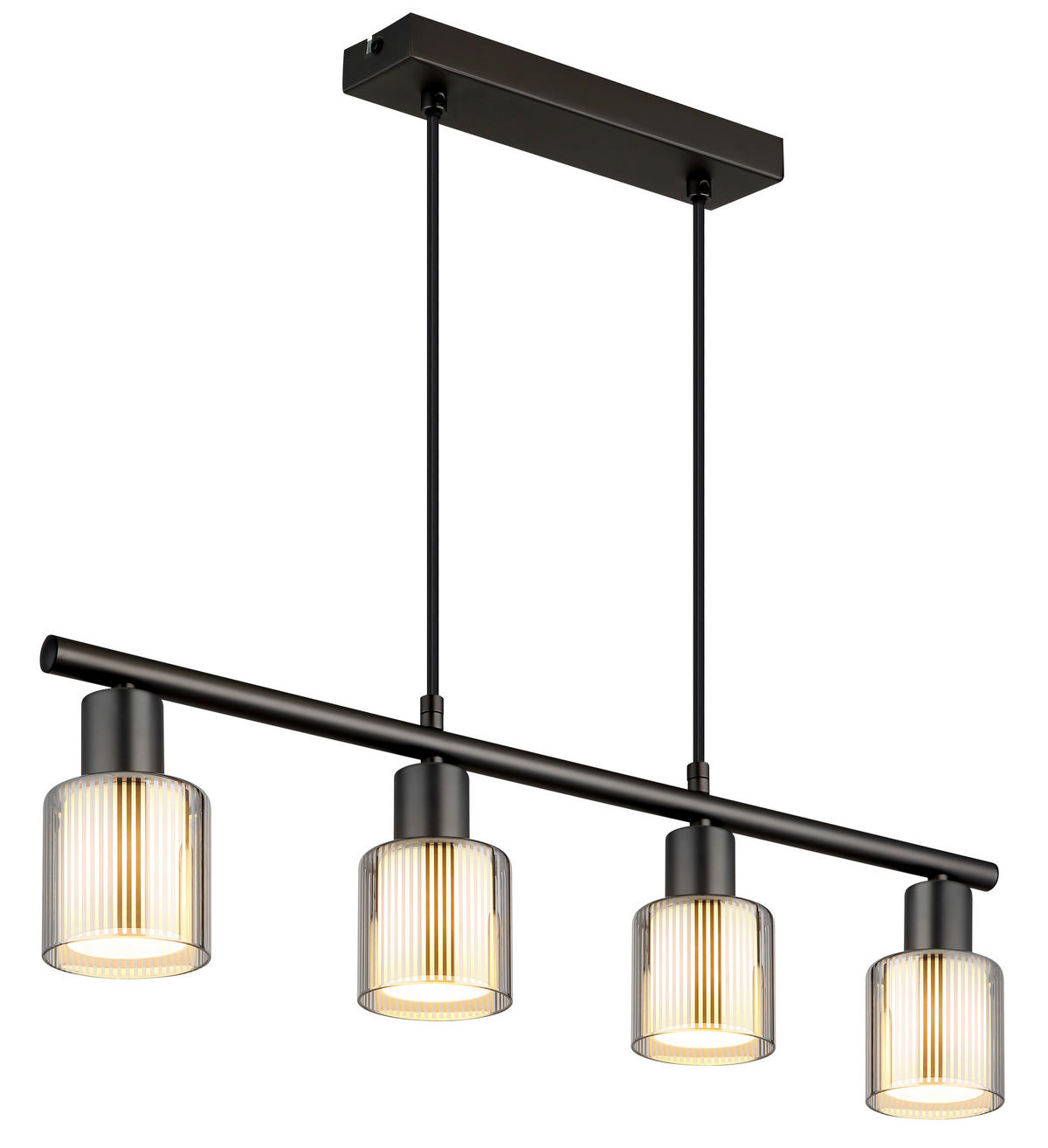 GLOBO Hängeleuchte schwarz Chrom Metall Glas B/H/L: ca. 11,5x64x14 cm E14 4 Brennstellen Hängeleuchte-Villegas - schwarz/Chrom (14,00/11,50/64,00cm) - GLOBO